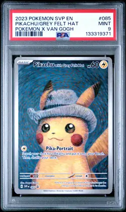 2023 POKEMON SVP POKEMON X VAN GOGH PROMO #085 PIKACHU WITH GREY FELT HAT PSA 9 - Image 1