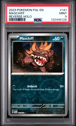 2023 POKEMON PAL EN-PALDEA EVOLVED REVERSE HOLO #141 MASCHIFF PSA 9 - Image 1
