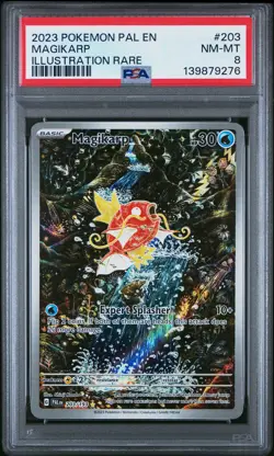 2023 POKEMON PAL EN-PALDEA EVOLVED ILLUSTRATION RARE #203 MAGIKARP PSA 8 - Image 1
