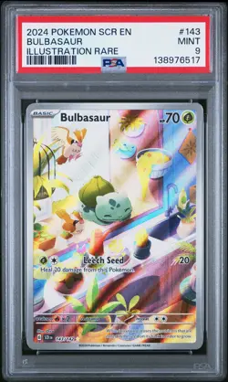 2024 POKEMON SCR EN-STELLAR CROWN ILLUSTRATION RARE #143 BULBASAUR PSA 9 - Image 1