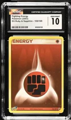 Pokemon Fighting Energy 2003 EX Ruby & Sapphire 105/109 CGC 10 - Image 1