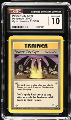 Pokemon Pewter City Gym 2000 Gym Heroes 115/132 CGC 10 - Image 1