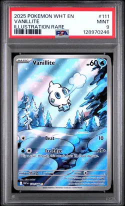 2025 POKEMON WHT EN-WHITE FLARE ILLUSTRATION RARE #111 VANILLITE PSA 9 - Image 1