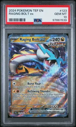 2024 POKEMON TEF EN-TEMPORAL FORCES #123 RAGING BOLT EX PSA 10 - Image 1