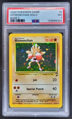 2000 Pokemon Set 2 Hitmonchan #8/130 Holo PSA 7 A DD5 - Image 1
