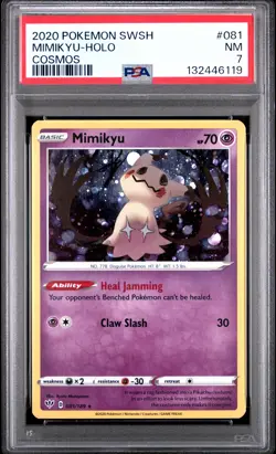 2020 POKEMON SWORD & SHIELD DARKNESS ABLAZE COSMOS #081 MIMIKYU-HOLO PSA 7 - Image 1
