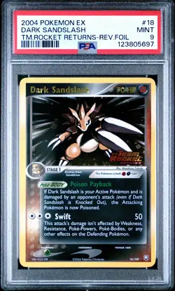 2004 POKEMON EX TEAM ROCKET RETURNS #18 DARK SANDSLASH-REVERSE FOIL PSA 9 - Image 1