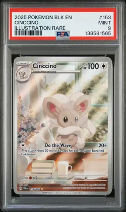 2025 POKEMON BLK EN-BLACK BOLT ILLUSTRATION RARE #153 CINCCINO PSA 9 - Image 1