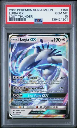 2018 POKEMON SUN & MOON LOST THUNDER #159 LUGIA GX PSA 10 - Image 1