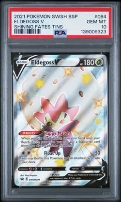 2021 POKEMON SWSH BLACK STAR PROMO SHINING FATES TINS #084 ELDEGOSS V PSA 10 - Image 1