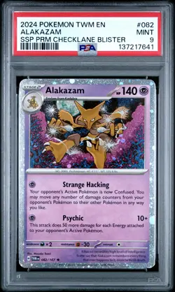 2024 POKEMON TWM EN-TWILIGHT MASQUERADE #082 ALAKAZAM PSA 9 - Image 1