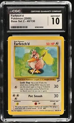 Pokemon Farfetch'd 2000 Base Set 2 40/130 CGC 10 - Image 1