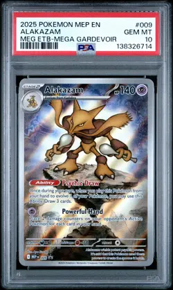 2025 POKEMON MEP MEGA EVOLUTION ETB PROMO #009 ALAKAZAM PSA 10 - Image 1