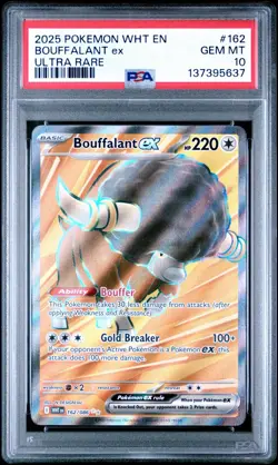 Pokemon White Flare Bouffalant ex 162/086 Ultra Rare Holo PSA 10 Gem Mint - Image 1