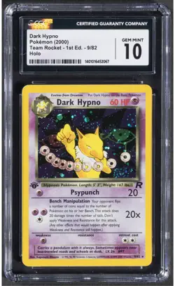 2000 Dark Hypno Pokemon Team Rocket 1st Edition 9/82 Holo CGC 10 SWIRL - Image 1