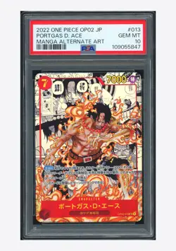 One Piece PSA 10 Portgas D Ace Manga Alternate Art 2024 OP02-013 OP02 Japanese - Image 1