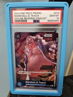 2023 ONE PIECE PROMOS OFFLINE REGIONAL FINALIST #014 MARSHALL D. TEACH PSA 10 - Image 1