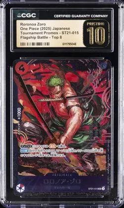 2025 ONE PIECE JPN TOURNAMENT PROMOS #ST21-015 RORONOA ZORO CGC 10 PRISTINE - Image 1