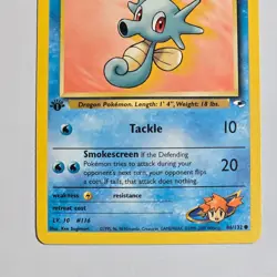 2000 Pokemon Gym Heroes 1st Edition Misty’s Horsea 86/132 Common WotC TCG Card - Image 3