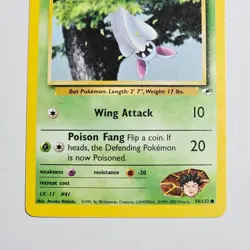 2000 Pokemon Gym Heroes Brock's Zubat 74/132 Unlimited WotC Vintage TCG Card - Image 3