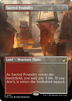 MTG English Sacred Foundry (Borderless) NM Normal Ravnica Remastered - Image 1