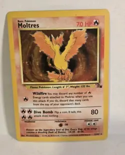 Pokemon Moltres TCG Unlimited Rare Holo Card 12/62 Fossil Set - Image 1