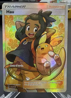 Pokemon TCG Hau Full Art Holo Card 144/145 Guardians Rising - Image 1
