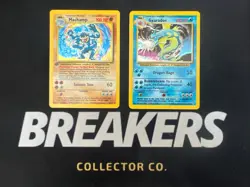 1999 Base Set Vintage Pokemon 2 Card Lot: Holo 1st Edition Machamp & Gyarados - Image 1