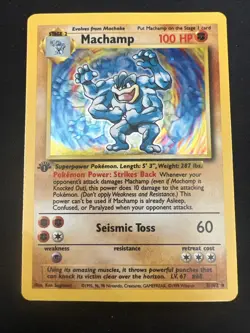 1999 Base Set Vintage Pokemon 2 Card Lot: Holo 1st Edition Machamp & Gyarados - Image 2