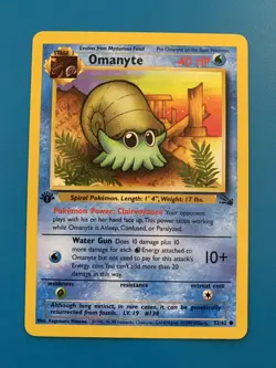 1st Edition Omanyte 52/62 Fossil Set Rare Vintage 1999 Pokemon Card - NM - Image 1