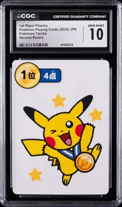 2025 POKEMON PLAYING CARDS JPN POKEMON TARUKA 1ST PLACE PIKACHU CGC 10 GEM MINT - Image 1