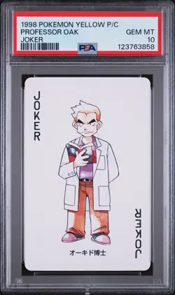 1998 POKEMON YELLOW VERSION PLAYING CARDS JOKER PROFESSOR OAK PSA 10 - Image 1