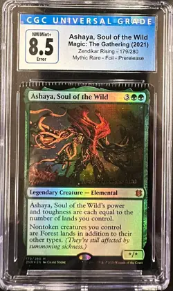 CGC 8.5 Ashaya, Soul of the Wild Error (Top Crimp) Prerelease Foil CRIMPED - Image 1