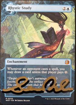 Rhystic Study Artist Proof Signed Sketched Wilds of Eldraine WOT MTG - Image 1