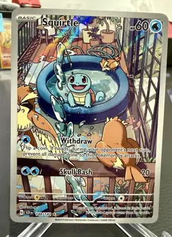 2024 Pokemon SCR EN Stellar Crown Illustration Rare Squirtle 148/142 Full Art - Image 1