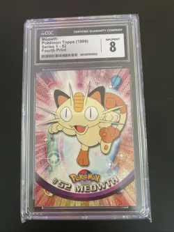 Meowth #52 1999 Topps Pokemon TV Animation Edition Mint CGC 8 - Image 1