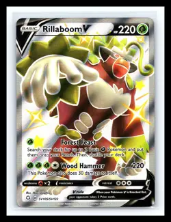 💥 Rillaboom V SV105/SV122 Shining Fates Shiny Vault Holo Rare Pokemon TCG 2021 - Image 1