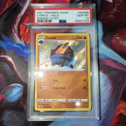 2021 Pokemon SWSH Shining Fates Carkol HOLO PSA 10 GEM MINT #SV068 / SV122 - Image 1