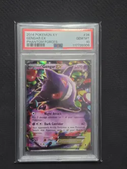 2014 POKEMON XY PHANTOM FORCES #34 GENGAR EX PSA 10 ENGLISH GEM MINT - Image 1