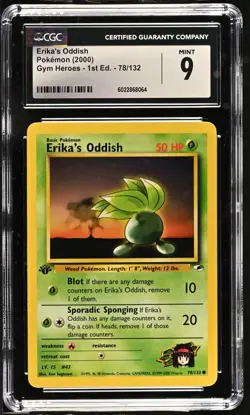 CGC MINT 9 Pokemon Erika's Oddish 78/132 2000 Gym Heroes 1st Edition - Image 1
