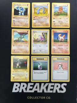 Base Set Vintage Shadowless Pokemon 9 Card Lot - Machoke, Staryu & Bill - Image 1