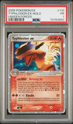 2005 POKEMON EX UNSEEN FORCES #110 TYPHLOSION EX-HOLO UNSEEN FORCES PSA 1 - Image 1