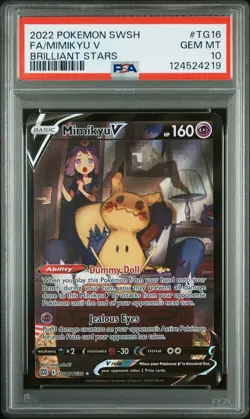 2022 POKEMON SWORD & SHIELD BRILLIANT STARS #TG16 FULL ART/MIMIKYU V PSA 10 - Image 1