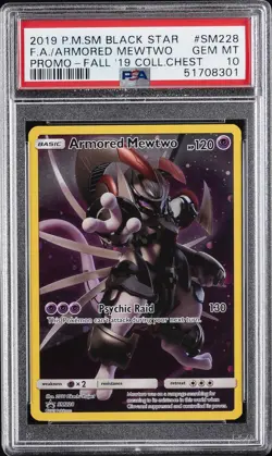 2019 POKEMON SM COLLECTOR CHEST PROMO #SM228 FULL ART/ARMORED MEWTWO PSA 10 - Image 1