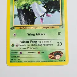 2000 Pokemon Gym Heroes Brock's Zubat 74/132 1st Edition WotC Vintage TCG Card - Image 3