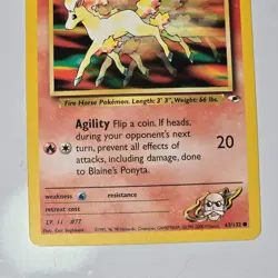 2000 Pokemon Gym Heroes Blaine's Ponyta 63/132 Unlimited Common WOTC TCG Vintage - Image 3