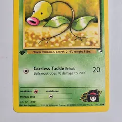 2000 Pokemon Gym Heroes Erika's Bellsprout 76/132 1st Edition WotC Vintage TCG C - Image 3