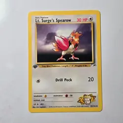 Pokemon 2000 Gym Heroes Lt. Surge’s Spearow 52/132 1st Edition Uncommon WOTC - Image 1