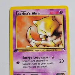 1st Edition Pokemon Sabrina’s Abra Gym Heroes 91/132 WOTC 2000 Vintage Common - Image 2