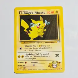 Vintage 1999 Pokemon Lt. Surge’s Pikachu Gym Heroes 81/132 WOTC TCG Card - Image 1